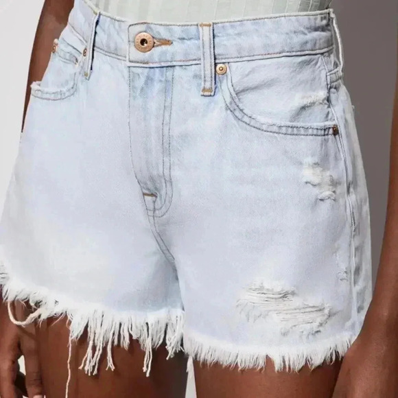 NWT Jonathan Simkhai Sz 29 Leo Blue Vintage High Rise Button Cut Off Denim Short - Picture 2 of 13